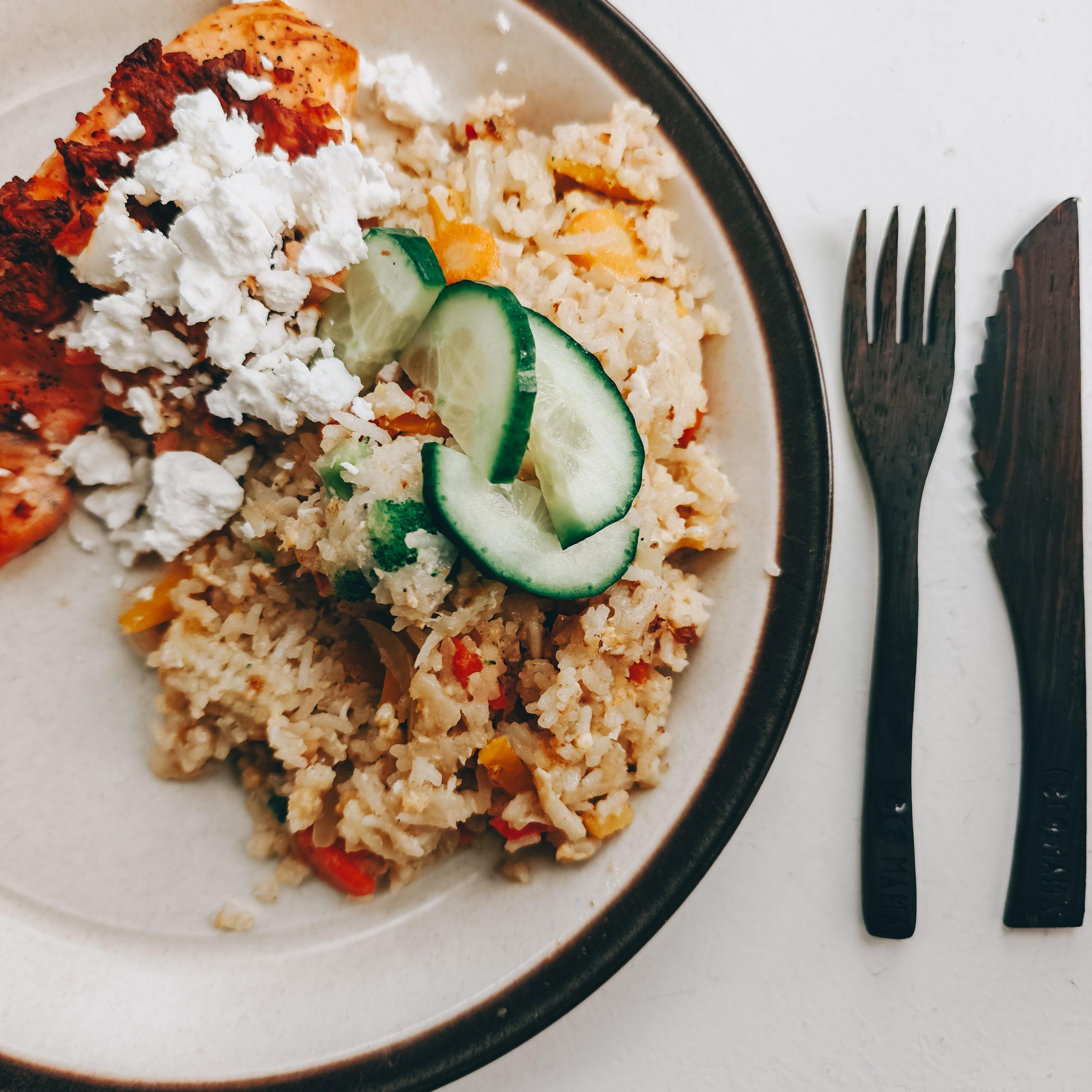 Thai Fried Rice med ugnsbakad lax