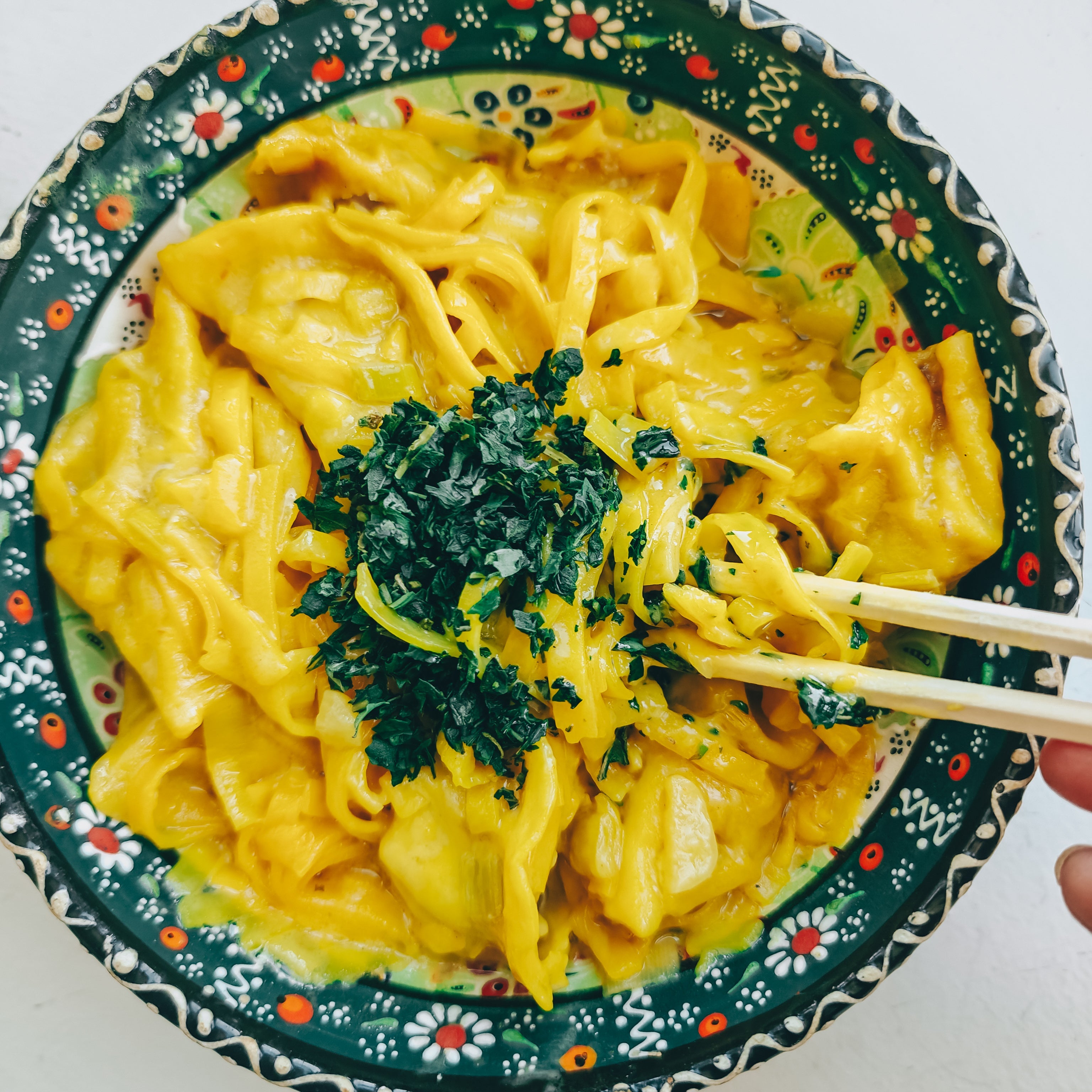 Saffransnudlar med dumplings