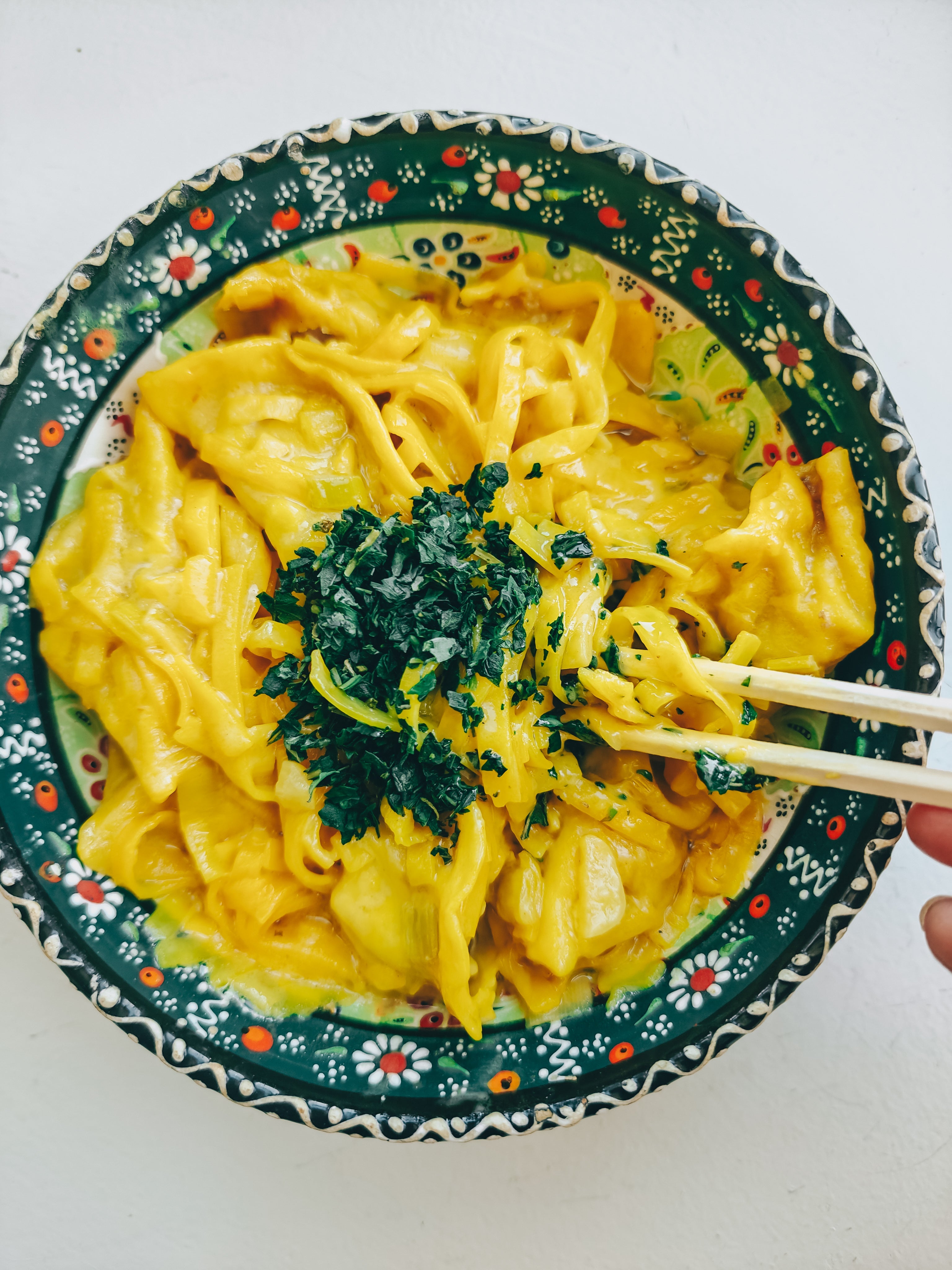 Saffransnudlar med dumplings